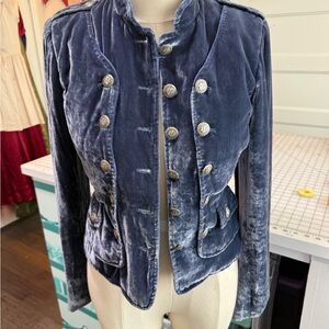 Cynthia Steffe Navy Velvet Blazer with Silver Buttons